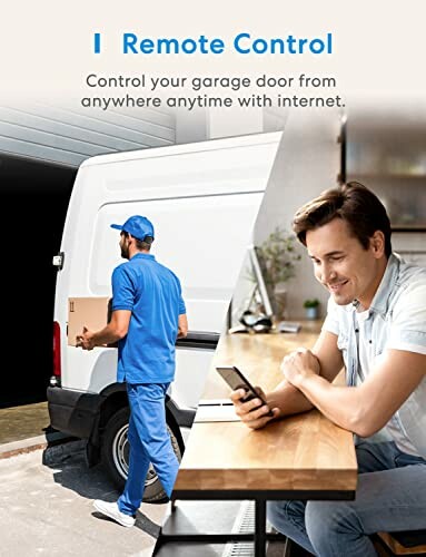 Man controlling garage door remotely using smartphone.