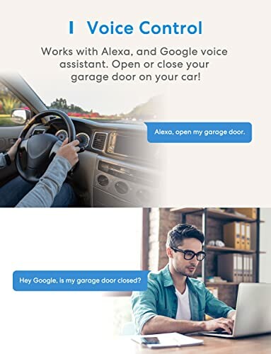 Voice control for garage door using Alexa and Google Assistant.